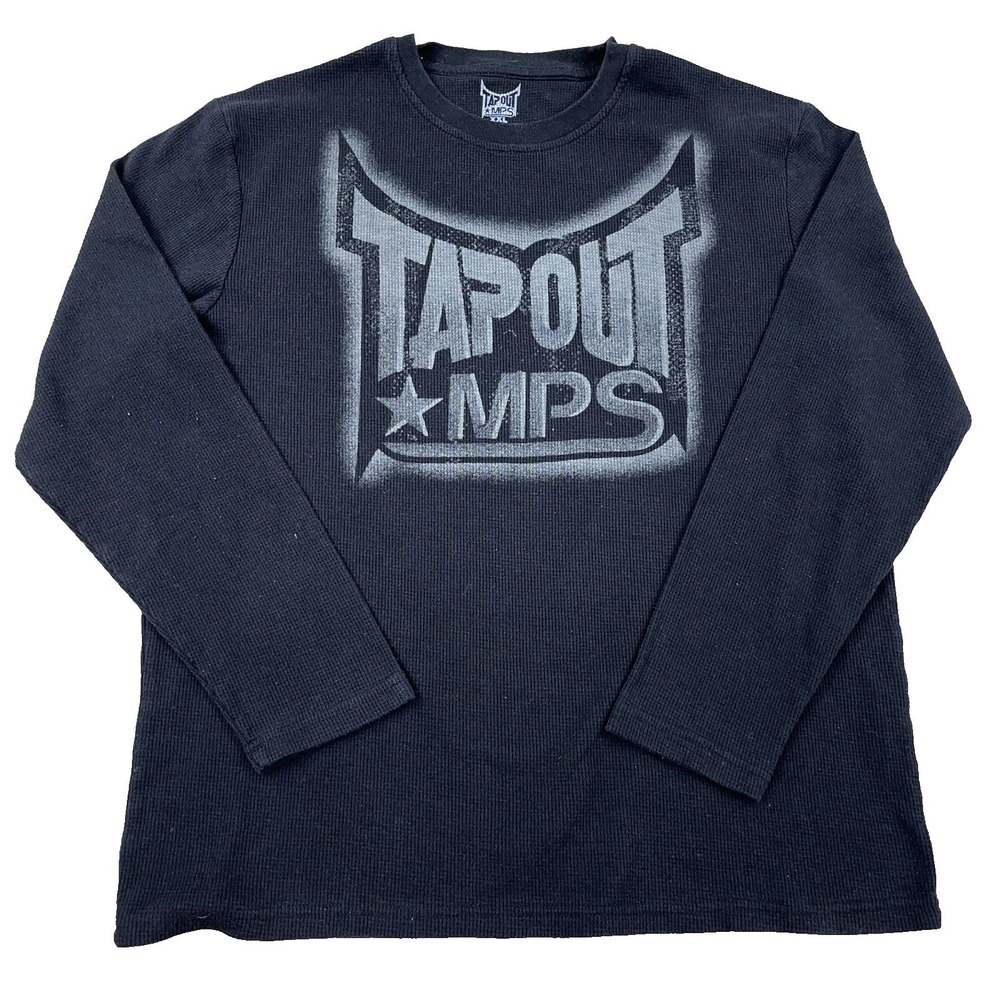 Vintage‎ Tapout Shirt Men XXL Black Thermal Tee  MMA Y2K Goth Punk MPS Spell Out